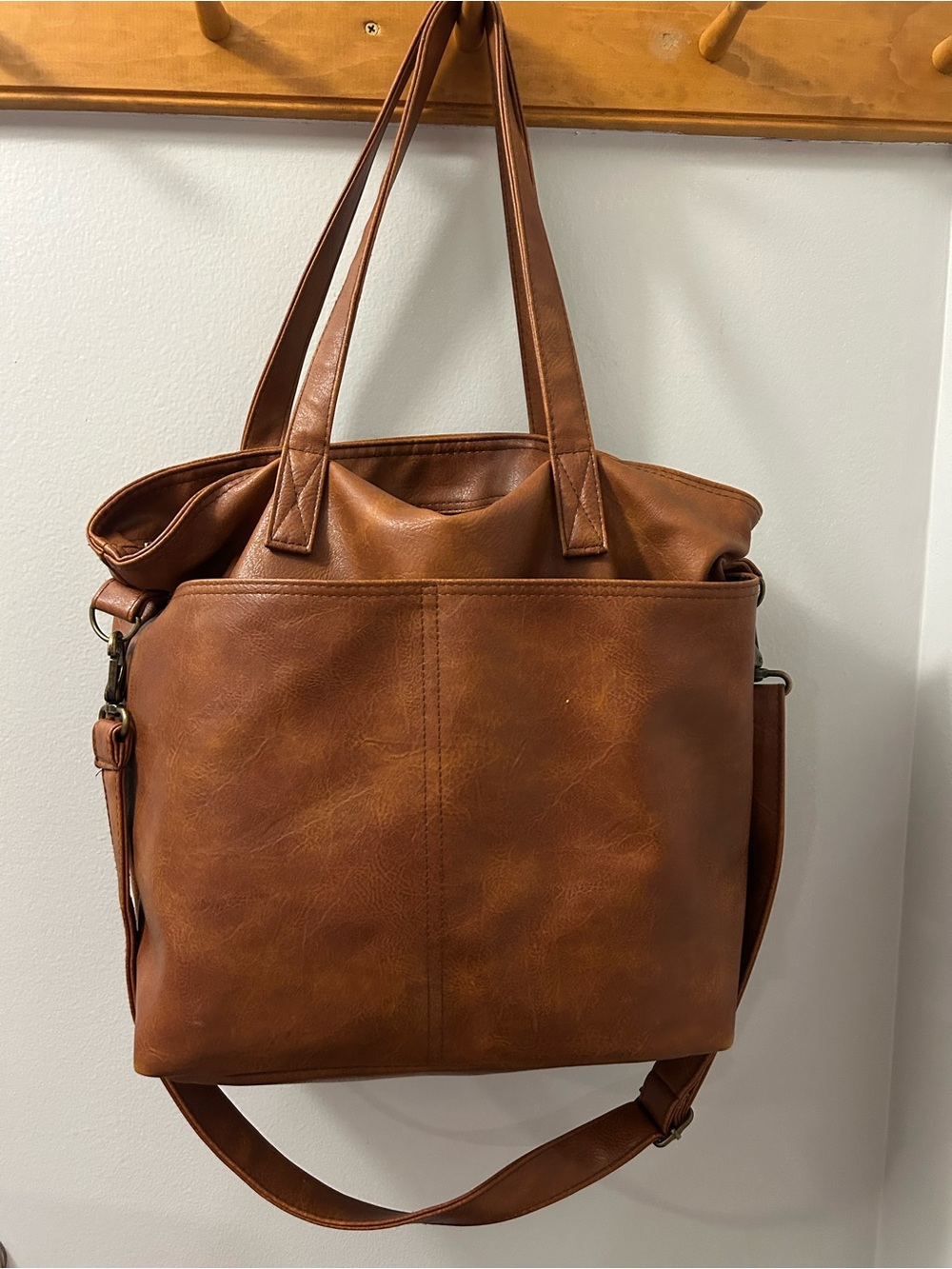 Everyday Convertible Tote in Cognac Brown